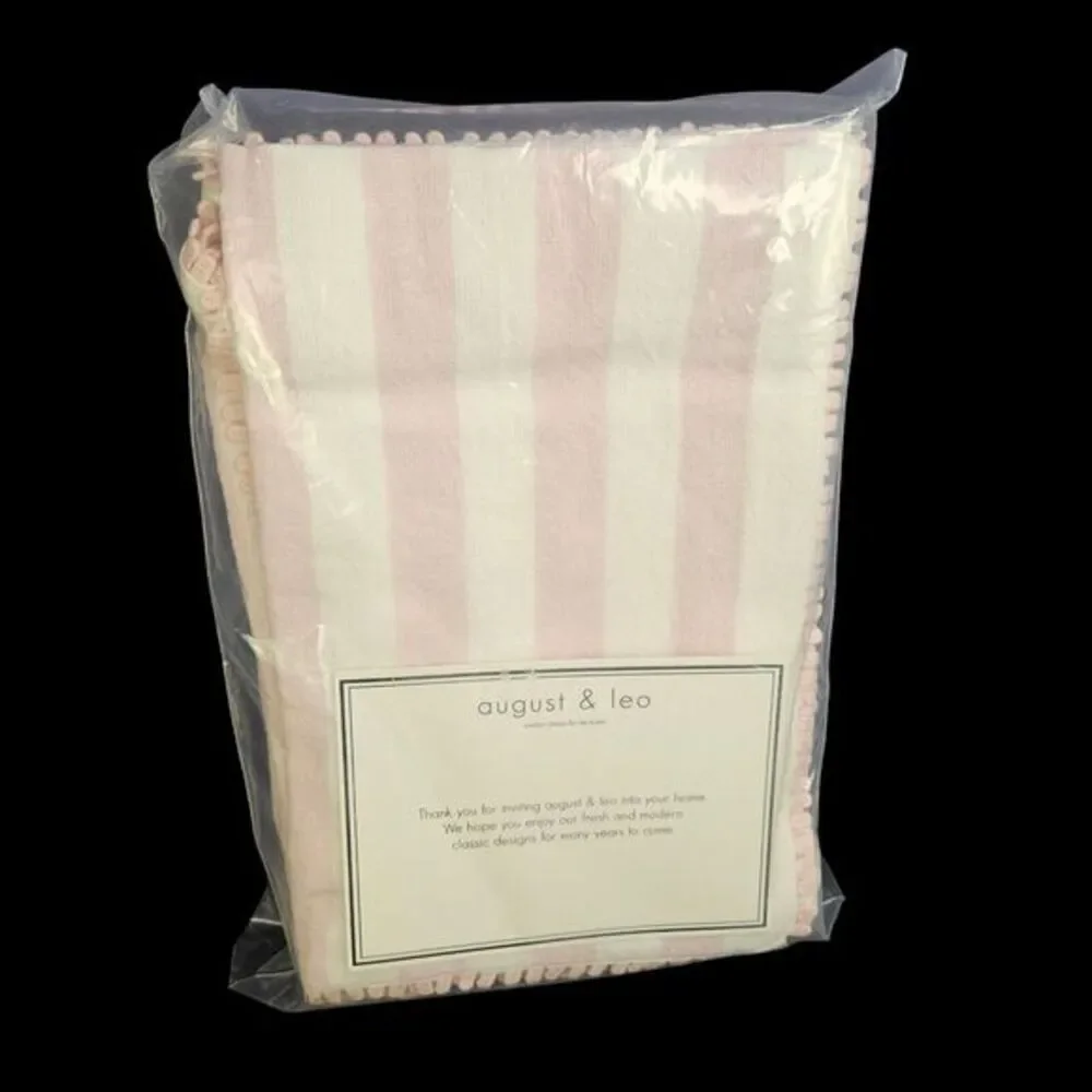 August & Leo 4 Napkins Pack Square 18 x 18 Inch Pink and White Striped Cotton Nw